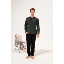 Estiva 24421 Erkek Kışlık Polar Düğmeli Yaka Pijama Takımı