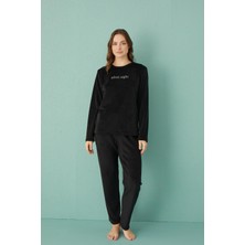 GD Goldoremi 13166-17 Kadın Slient Night Kadife Uzun Kol Pijama Takım