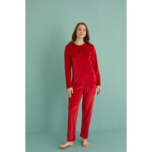 GD Goldoremi 13166-18 Kadın Slient Night Kadife Uzun Kol Pijama Takım