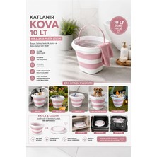 1175-1 Damla Katlanabilir Silikon Su Kovası 28X30CM Banyo Balkon Temizlik Kovası - Pudra Beyaz