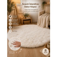 My Evilla Dekoratif Tavşan Tüyü Ultra Yumuşak Peluş Yuvarlak Halı