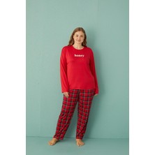 GD Goldoremi 50802-2 Büyük Beden Kadın Honey Milan Kumaş Pijama Takım