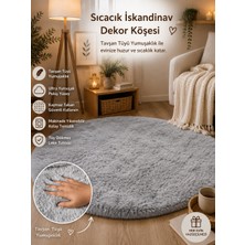 My Evilla Dekoratif Tavşan Tüyü Ultra Yumuşak Peluş Yuvarlak Halı