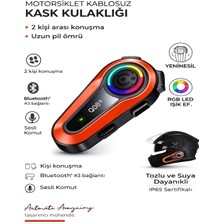 Deanb IPX6 Su Geçirmez Bluetooth 5.0 2x1KM İnterkom Kask Kulaklığı RGB Işık FM Radyo
