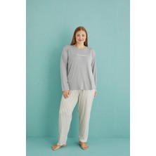 Gd Goldoremi 50802-19 Büyük Beden Kadın Amazing Milan Kumaş Pijama Takım