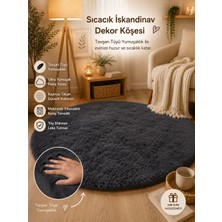 My Evilla Dekoratif Tavşan Tüyü Ultra Yumuşak Peluş Yuvarlak Halı
