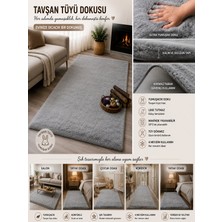My Evilla Dekoratif Tavşan Tüyü Ultra Yumuşak Peluş Kaymaz Halı Yolluk