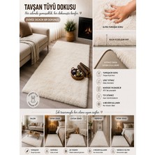 My Evilla Dekoratif Tavşan Tüyü Ultra Yumuşak Peluş Kaymaz Halı Yolluk