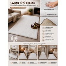 My Evilla Dekoratif Tavşan Tüyü Ultra Yumuşak Peluş Kaymaz Halı Yolluk