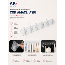 Ak Avm 6'lı Mutfak Banyo Kapı Askısı, Kendinden Yapışkanlı Güçlü Şeffaf Askılık