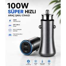 teknokutum TEKNO KUTUM 100W Araç İçi Hızlı Şarj Cihazı – 2 Adet Type-C (USB-C) Çıkış – 65W + 35W Çakmaklık Adaptörü