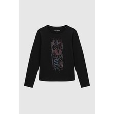 Guess Kız Çocuk Siyah Tshirt