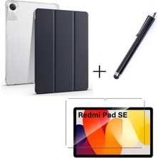 Renas Store Constraın - Xiaomi Redmi Pad Se 11 Inç ile Uyumlu Standlı 360 Koruma Kılıf + Ekran Koruyucu + Kalem 3'lü Set - Siyah