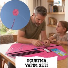Gülen Uçurtma / Naylon Altıgen Uçurtma Yapım Seti - Plastik Çıtalı