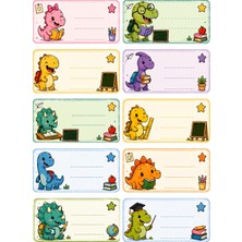 ProBest Design Dinazor Çocuk Isim Etiketi – Defter, Kitap, Çanta Için Renkli Kuşe Sticker