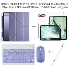 Monsgeek Samsung Galaxy Tab S6 Lite P620 2024 / P610 2020 10.4 Inç Uyumlu Standlı Kılıf ve Dokunmatik Kalem ve Klavye ve Mouse