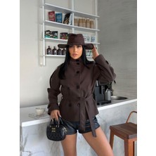 My Lunessa Zr Muadil Dik Yaka Bağlamalı Kısa Ithal Kaşe Kaban