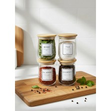 Fhilli Aqua - Naturale 4'lü Bambu Kapaklı Baharatlık Seti 400 ml