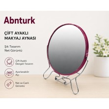Abnturk 6'' Yuvarlak Makyaj Aynası-Büyütme ve Normal Çift Yönlü Kullanım  Ayaklı Metal Çerçeveli Ayna