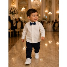 Mummys Love Erkek Çocuk %100 Pamuk Bej Gömlek ve Papyon