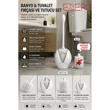 Esero Klozet Fırçası ve Tutucu Set + Yedek Silikon Fırça Başlığı | Beyaz Wc Temizlik Seti