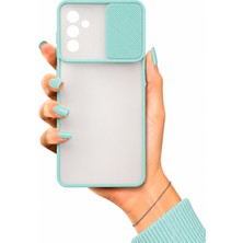 kilifone Samsung Galaxy M52 Uyumlu Kılıf Sürgülü Kamera Korumalı Mat Lensi Telefon Kılıfı - Turkuaz
