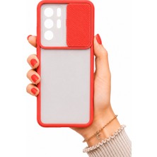 Noktaks Xiaomi Poco X3 GT Uyumlu Kılıf Sürgülü Kamera Korumalı Mat Lensi Telefon Kılıfı - Kırmızı