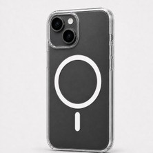 Mi7a Kristal Sararmaz Şeffaf Manyetik Halkalı iPhone 15 Uyumlu Telefon Kılıfı