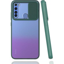 Noktaks Xiaomi Redmi Note 8 Uyumlu Kılıf Sürgülü Kamera Korumalı Mat Lensi Telefon Kılıfı - Koyu Yeşil