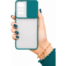 kilifone Xiaomi Redmi Note 11S Global Uyumlu Kılıf Sürgülü Kamera Korumalı Mat Lensi Telefon Kılıfı - Koyu Yeşil