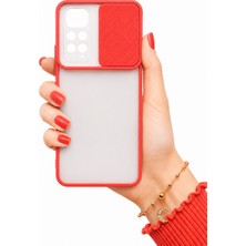 kilifone Xiaomi Redmi Note 11S Global Uyumlu Kılıf Sürgülü Kamera Korumalı Mat Lensi Telefon Kılıfı - Kırmızı