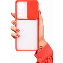 Noktaks Xiaomi Mi 12 Uyumlu Kılıf Sürgülü Kamera Korumalı Mat Lensi Telefon Kılıfı - Kırmızı