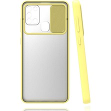 Noktaks Samsung Galaxy M31 Uyumlu Kılıf Sürgülü Kamera Korumalı Mat Lensi Telefon Kılıfı - Sarı