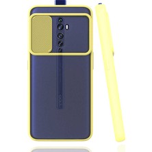 Noktaks Oppo Reno 2Z Uyumlu Kılıf Sürgülü Kamera Korumalı Mat Lensi Telefon Kılıfı - Sarı