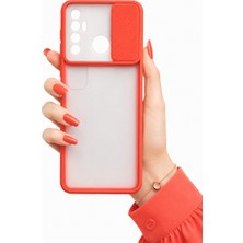 Noktaks Tecno Spark 7 Pro Uyumlu Kılıf Sürgülü Kamera Korumalı Mat Lensi Telefon Kılıfı - Kırmızı