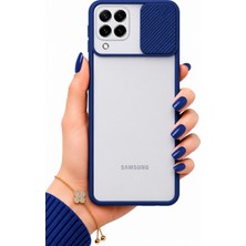 kilifone Samsung Galaxy M22 Uyumlu Kılıf Sürgülü Kamera Korumalı Mat Lensi Telefon Kılıfı - Lacivert