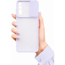 Noktaks Vivo Y20 Uyumlu Kılıf Sürgülü Kamera Korumalı Mat Lensi Telefon Kılıfı - Lila