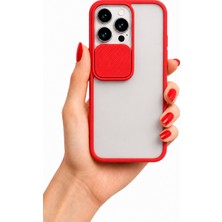 kilifone iPhone 13 Pro Uyumlu Kılıf Sürgülü Kamera Korumalı Mat Lensi Telefon Kılıfı - Kırmızı