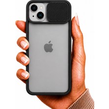 Noktaks iPhone 13 Mini Uyumlu Kılıf Sürgülü Kamera Korumalı Mat Lensi Telefon Kılıfı - Siyah