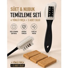 SRTfootcare 1 Adet 4 Yönlü Süet Nubuk Temizleme Fırçası + 3 Adet Nubuk Silgisi