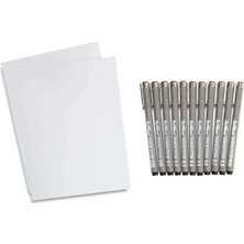 Gvn Art Artline Çizim Kalemi Seti 11LI + A4 250 gr Bristol 10 Adet