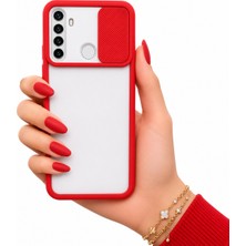 Noktaks Realme 6İ/C3/C3İ Uyumlu Kılıf Sürgülü Kamera Korumalı Mat Lensi Telefon Kılıfı - Kırmızı