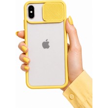 Noktaks iPhone XS Max 6.5 Uyumlu Kılıf Sürgülü Kamera Korumalı Mat Lensi Telefon Kılıfı - Sarı