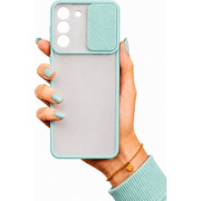 kilifone Samsung Galaxy S22 Plus Uyumlu Kılıf Sürgülü Kamera Korumalı Mat Lensi Telefon Kılıfı - Turkuaz