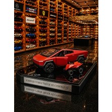 Oyuncak Sahili Tesla Cybertruck Pickup ve Atv Motor Diecast 12cm Metal Tarzı 2li Koleksiyon Çekbırak Jip Kapı Bagaj Açılır Mat Red Kamyonet