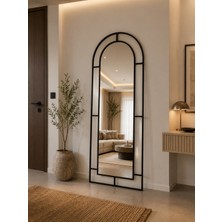 Effe Yapı Dekor Siyah Metal Çerçeveli 180x70 Cm Pencere Model Oval Ayaklı Boy Aynası