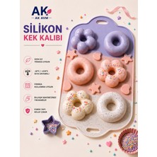 Ak Avm Silikon 6 Gözlü Donut ve Çiçek Figürlü Kek/muffin Kalıbı - Yapışmaz Fırın & Mikrodalga Uyumlu