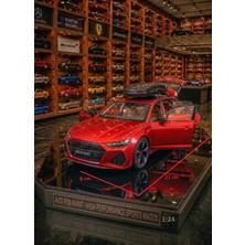 Oyuncak Sahili Audi RS6 Station Wagon Araba 21x8cm Diecast 1.24 Koleksiyon Metal 6 Kapi Bagaj Kaput Açılır Tavan Bagajlı Metalic Kırmızı RS 6