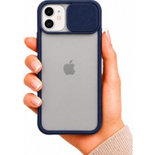 Noktaks iPhone 12 Mini Uyumlu Kılıf Sürgülü Kamera Korumalı Mat Lensi Telefon Kılıfı - Lacivert