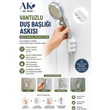 Ak Avm Vantuzlu Silikon Duş Başlığı - Banyo Başlığı Askı Tutucu